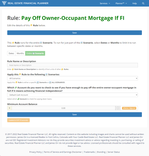 Pay Off Owner-Occupant Mortgage If FI