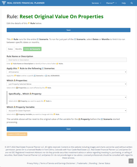 Reset Original Value On Properties