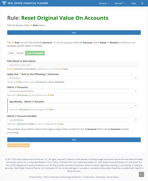 Reset Original Value On Accounts