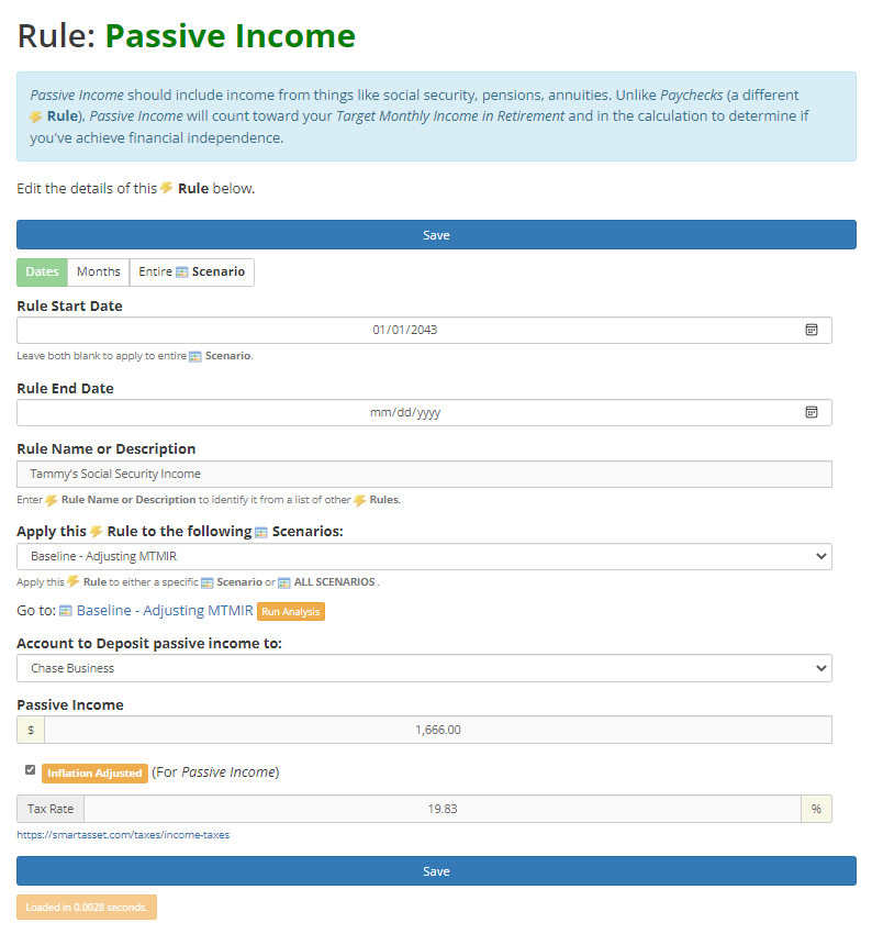 Passive Income Rule Example